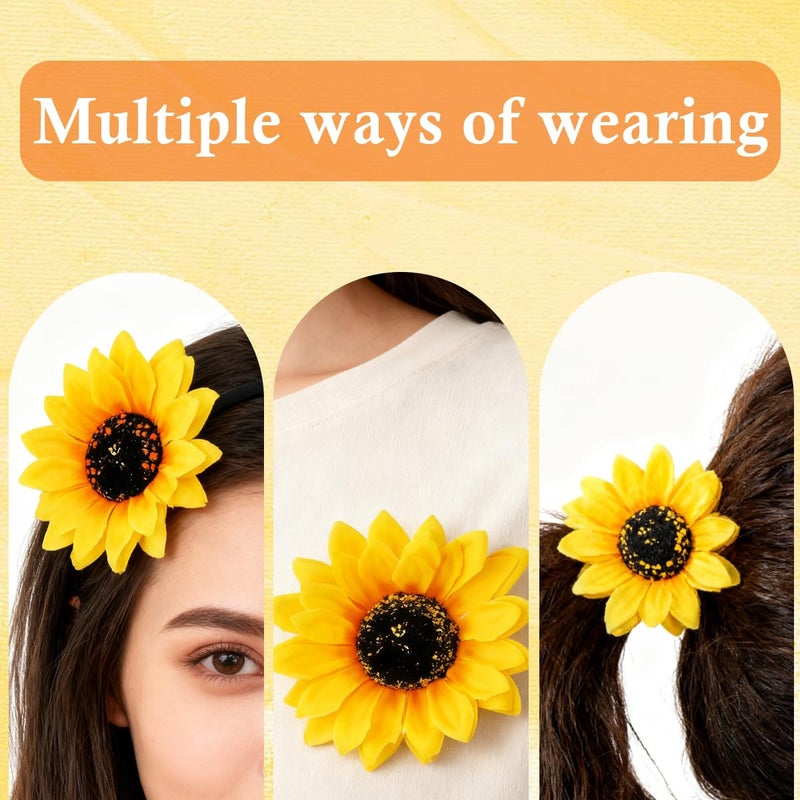 SYBL 3PCS Women Girls Simulation Yellow Floral Fall Sunflower Hair Clips Alligator Clips Hairpin Hair Clamp Barrettes Headwear Hair Hair Styling Accessories for Party Beach Vacation Wedding Bridal - Image 4